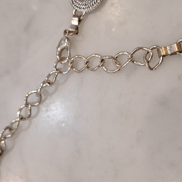 Vintage 90s Chain Link Belt Faux Silver Metal Adjustable Retro - Picture 4 of 5